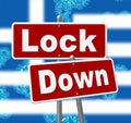 Greece lockdown sign against coronavirus covid-19 - 3d Illustration