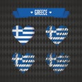 Greece with love. Design vector broken heart with flag inside.
