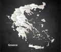 Greece map Black White separate individual blackboard