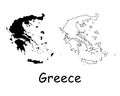 Greece Country Map. Black silhouette and outline isolated on white background. EPS Vector