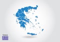 Greece map design with 3D style. Blue greece map and National flag. Simple vector map with contour, shape, outline, on white Royalty Free Stock Photo