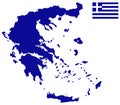 Greece map and flag - country located in Southern Europe Royalty Free Stock Photo