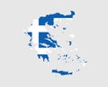 Greece Map Flag. Map of Hellas with the Greek country banner. Vector Illustration Royalty Free Stock Photo