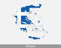 Greece Map Flag. Map of Hellas with the Greek national flag isolated on white background. Vector Illustration Royalty Free Stock Photo