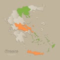 Greece map with individual states separated, infographics