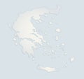 Greece map blue white paper 3D blank