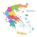 Greece map, new political detailed map, separate individual regions, with state names, isolated on white background 3D