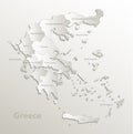 Greece map separate individual card paper 3D natural