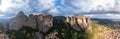 Greece Meteora landscape panorama. Kalabaka village and rock formation. Europe travel destination