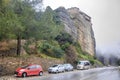 Greece. Meteora. Monastery on a rock. Road Royalty Free Stock Photo