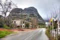 Greece. Meteora. Monastery on a rock. Road Royalty Free Stock Photo