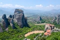 Greece, Meteors, view from plateau to valley of Thessaly