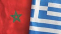 Greece and Morocco two flags textile cloth 3D rendering