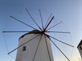 Greece Mykonos Sunset, Windmills symbol of Mykonos Island Greece Cyclades Royalty Free Stock Photo