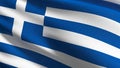 Greece national flag blowing in the wind isolated. Official patriotic abstract design. 3D rendering illustration of waving sign Royalty Free Stock Photo