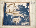 Greece old map from rare medieval book Geography by Claudius Ptolemy published in 1480