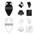 Greece, olive, branch, vase .Greece set collection icons in black,outline style vector symbol stock illustration web.