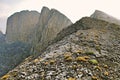 Olympus mountain, panoramic view of Mytikas summit Royalty Free Stock Photo