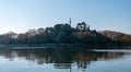 Greece, Pamvotida Lake, Giannena Epirus. Aslan Pasha mosque view from the lake