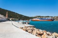 Greece, Panormitis-July 14: The monastery, promenade, ferry berth on July 14, 2014 in Panormitis, Greece