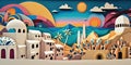 Greece, paper art collage, vibrant layered colored paper, travel banner, AI generative