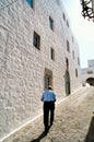 Greece, Patmos island, street view at Hora town Royalty Free Stock Photo