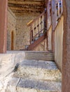 Simple vintage wooden stairs going up Royalty Free Stock Photo