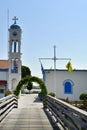 Greece, monastery in Vistonida Lake Royalty Free Stock Photo