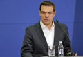 Greece Prime Minister Alexis Tsipras and Serbian Prime Minister Aleksandar Vucic holds a joint press conference