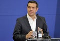 Greece Prime Minister Alexis Tsipras and Serbian Prime Minister Aleksandar Vucic holds a joint press conference