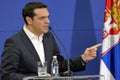 Greece Prime Minister Alexis Tsipras and Serbian Prime Minister Aleksandar Vucic holds a joint press conference