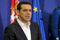 Greece Prime Minister Alexis Tsipras and Serbian Prime Minister Aleksandar Vucic holds a joint press conference