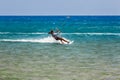 Greece, Rhodes - July 17 Beach Prasonisi kitesurfer on July 17, 2014 in Rhodes, Greece