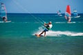 Greece, Rhodes. Kitesurfing in Prasonisi Royalty Free Stock Photo