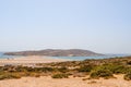 Greece. Rhodes. Prassonisi ,the Kiss of two seas. Good place for Kite surfing, Windsurfing, Aegean Sea.Sandy beach in Royalty Free Stock Photo