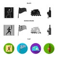 Greece, running, wine, flag .Greece set collection icons in black, flat, monochrome style vector symbol stock Royalty Free Stock Photo