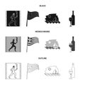 Greece, running, wine, flag .Greece set collection icons in black,monochrome,outline style vector symbol stock Royalty Free Stock Photo