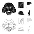 Greece, running, wine, flag .Greece set collection icons in black,outline style vector symbol stock illustration web. Royalty Free Stock Photo