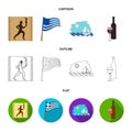 Greece, running, wine, flag .Greece set collection icons in cartoon,outline,flat style vector symbol stock illustration Royalty Free Stock Photo