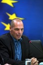 Greece's Finance Minister Yanis Varoufakis during a joint press