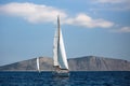 Greece sailing yacht boat at the Aegean Sea. Royalty Free Stock Photo