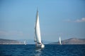 Greece sailing yacht boat at Aegean Sea. Royalty Free Stock Photo