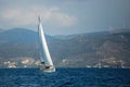 Greece sailing yacht boat at the Aegean Sea. Royalty Free Stock Photo