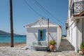 Houses near the beach in Kokkari in Samos, Greece Royalty Free Stock Photo