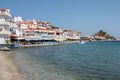 Promenade and beach at Kokkari on the island Samos in Greece Royalty Free Stock Photo