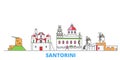 Greece, Santorini line cityscape, flat vector. Travel city landmark, oultine illustration, line world icons