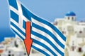 Greece, Santorini, grexit, arrow, flag Royalty Free Stock Photo