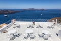 Greece, Santorini Island, terrace cafe Royalty Free Stock Photo