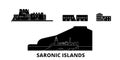 Greece, Saronic Islands flat travel skyline set. Greece, Saronic Islands black city vector illustration, symbol, travel Royalty Free Stock Photo