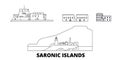 Greece, Saronic Islands line travel skyline set. Greece, Saronic Islands outline city vector illustration, symbol Royalty Free Stock Photo